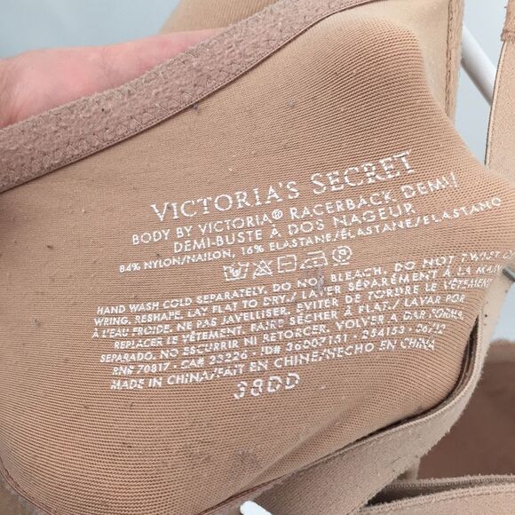 Victoria's Secret Beige Tan Body by Victoria Racerback Demi Front Close 38DD - Picture 5 of 6
